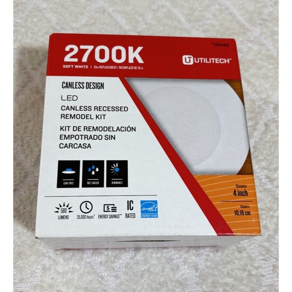 Utilitech 4-inch Canless LED Recessed Remodel Kit Ceiling Light   2700k Dimmable